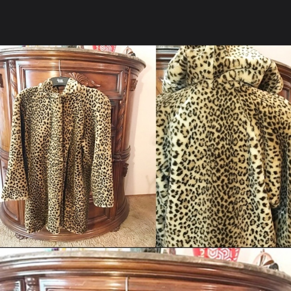 Dennie Basso Faux Fur Coat Leopard Print.Extra Shipping Chg included In Price.